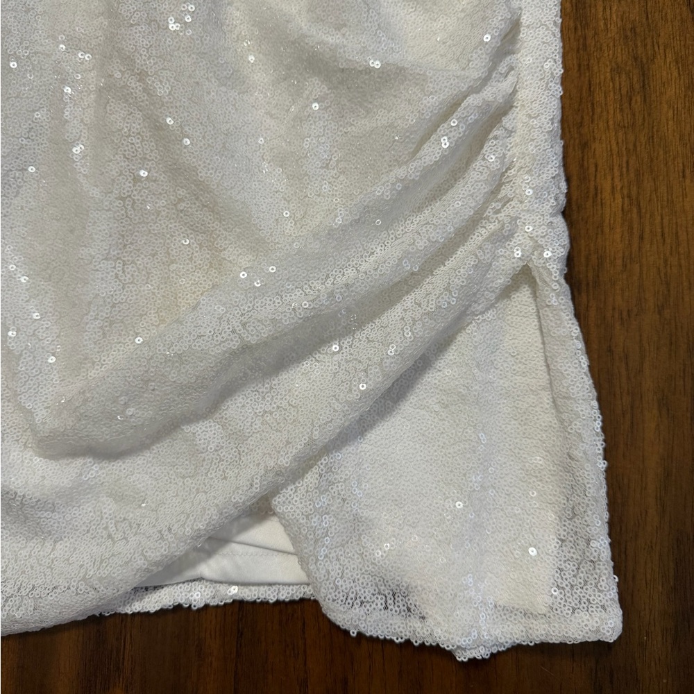 Lulu's White Sequin Mini Dress - Picture 4 of 8